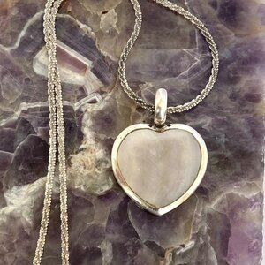 Sterling Silver 925 SX THAI Gray Mother Of Pearl Heart Pendant Necklace 20"